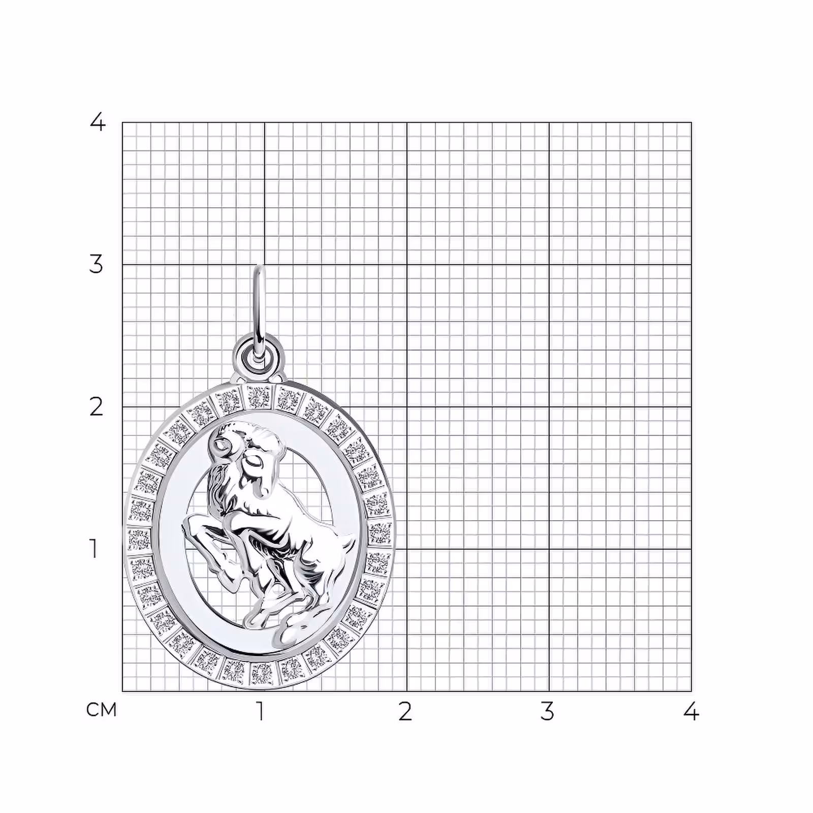 Подвеска из серебра с фианитами "Знак зодиака Овен" — фото 3