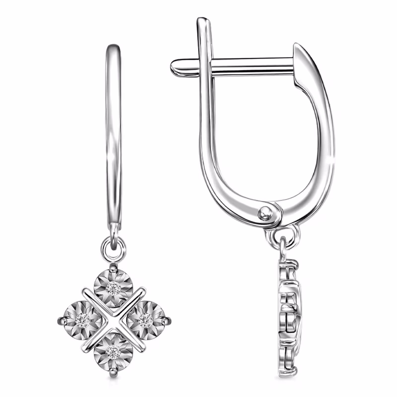 Серьги из серебра с фианитами