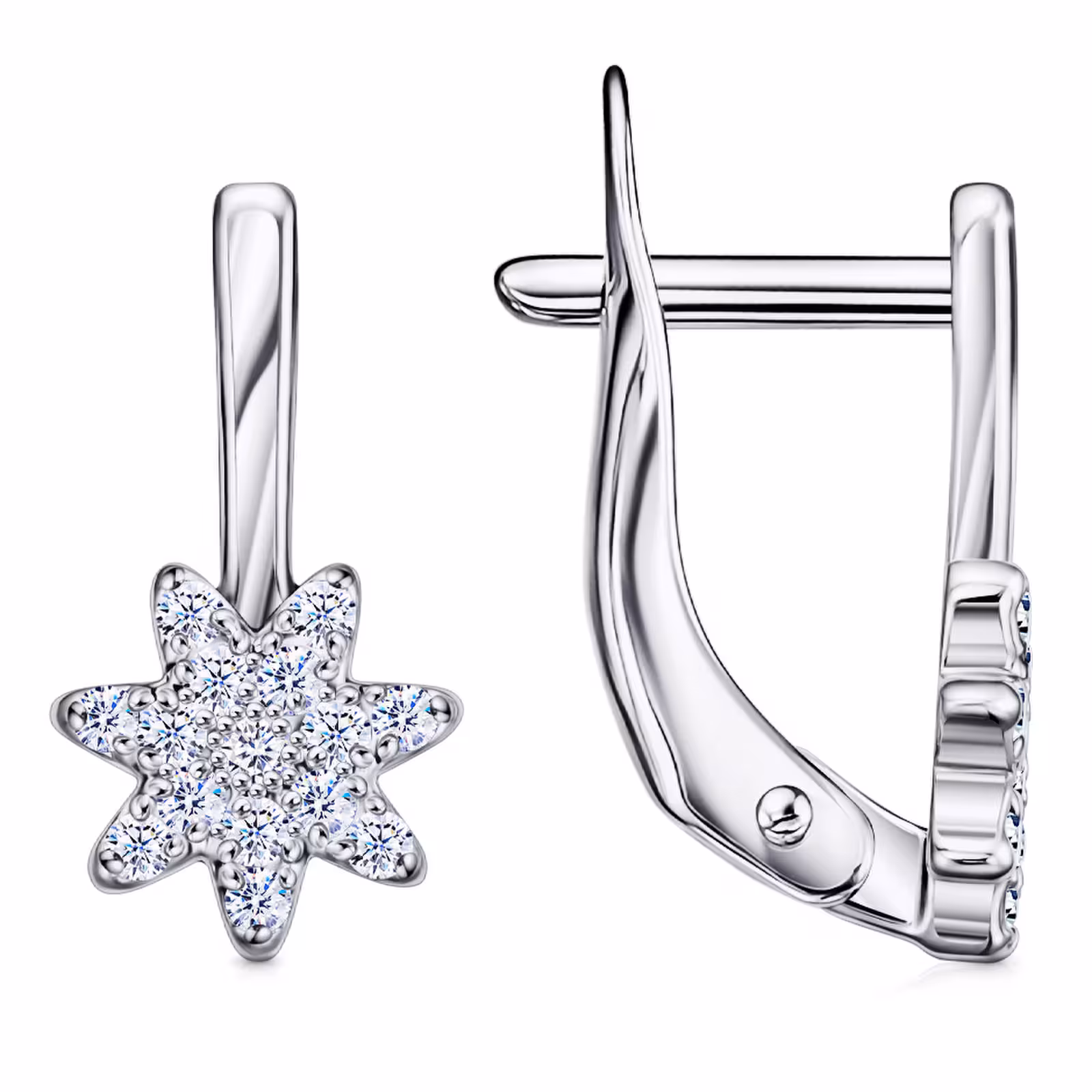 Серьги из серебра с фианитами