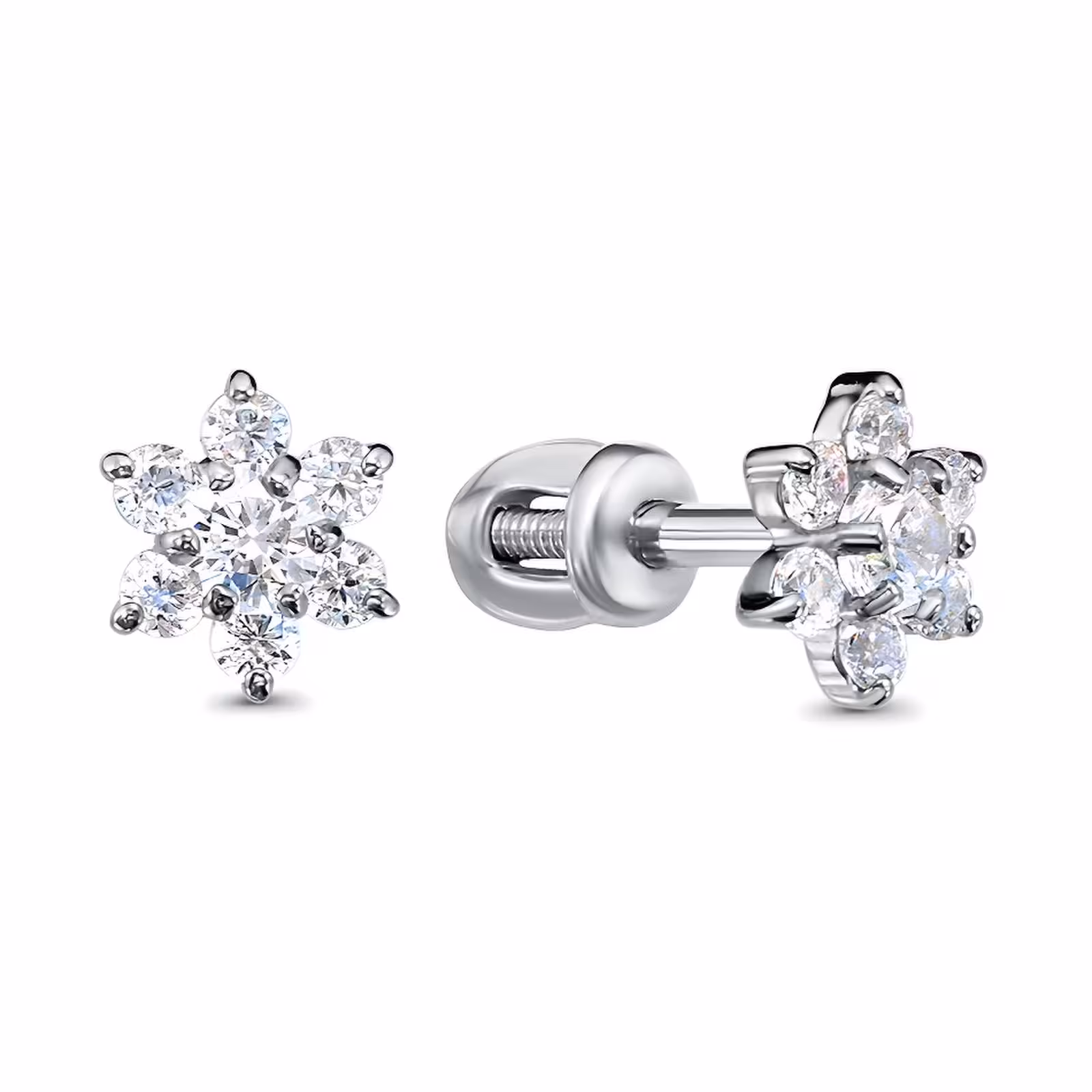 Серьги из серебра с фианитами