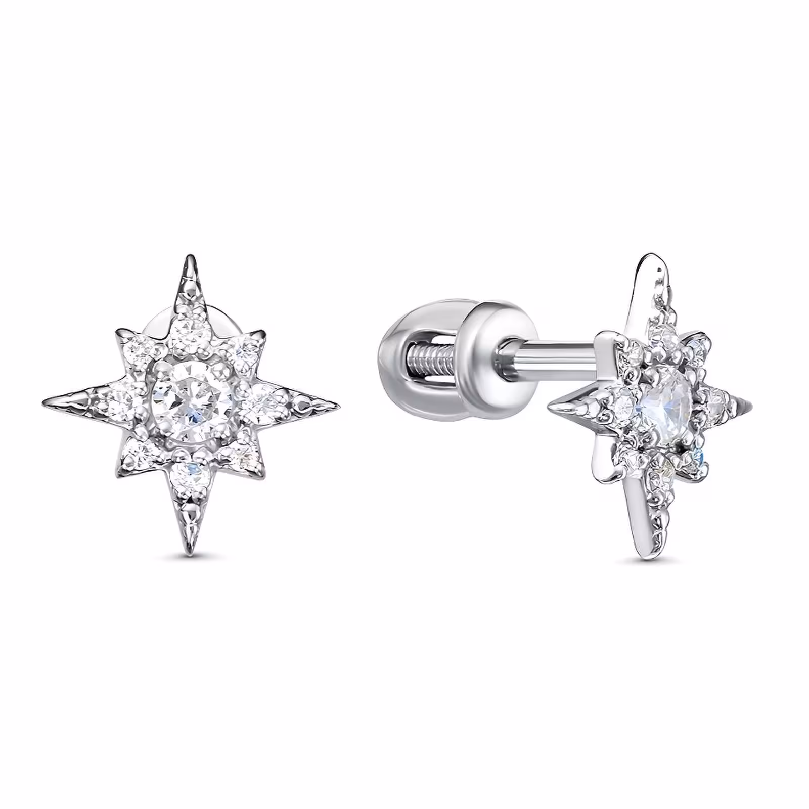 Серьги из серебра с фианитами