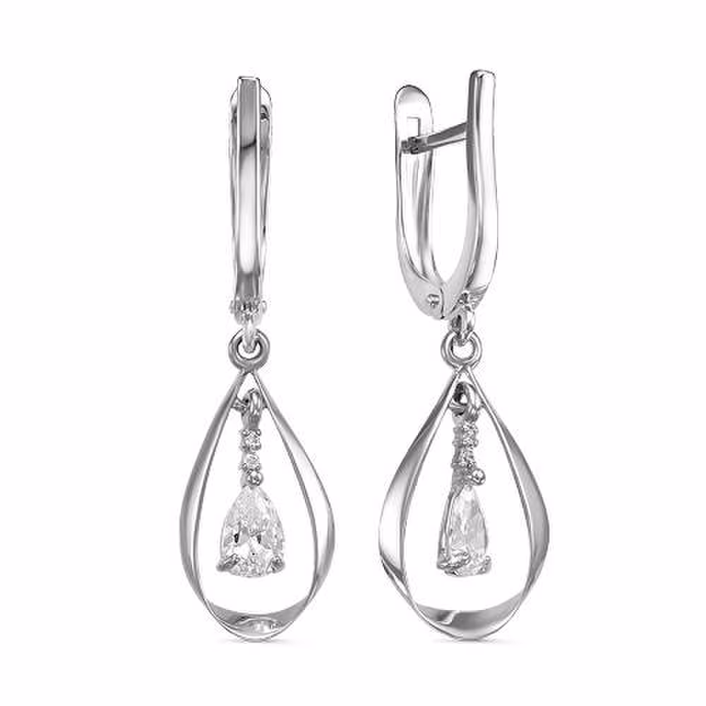 Серьги из серебра с фианитами