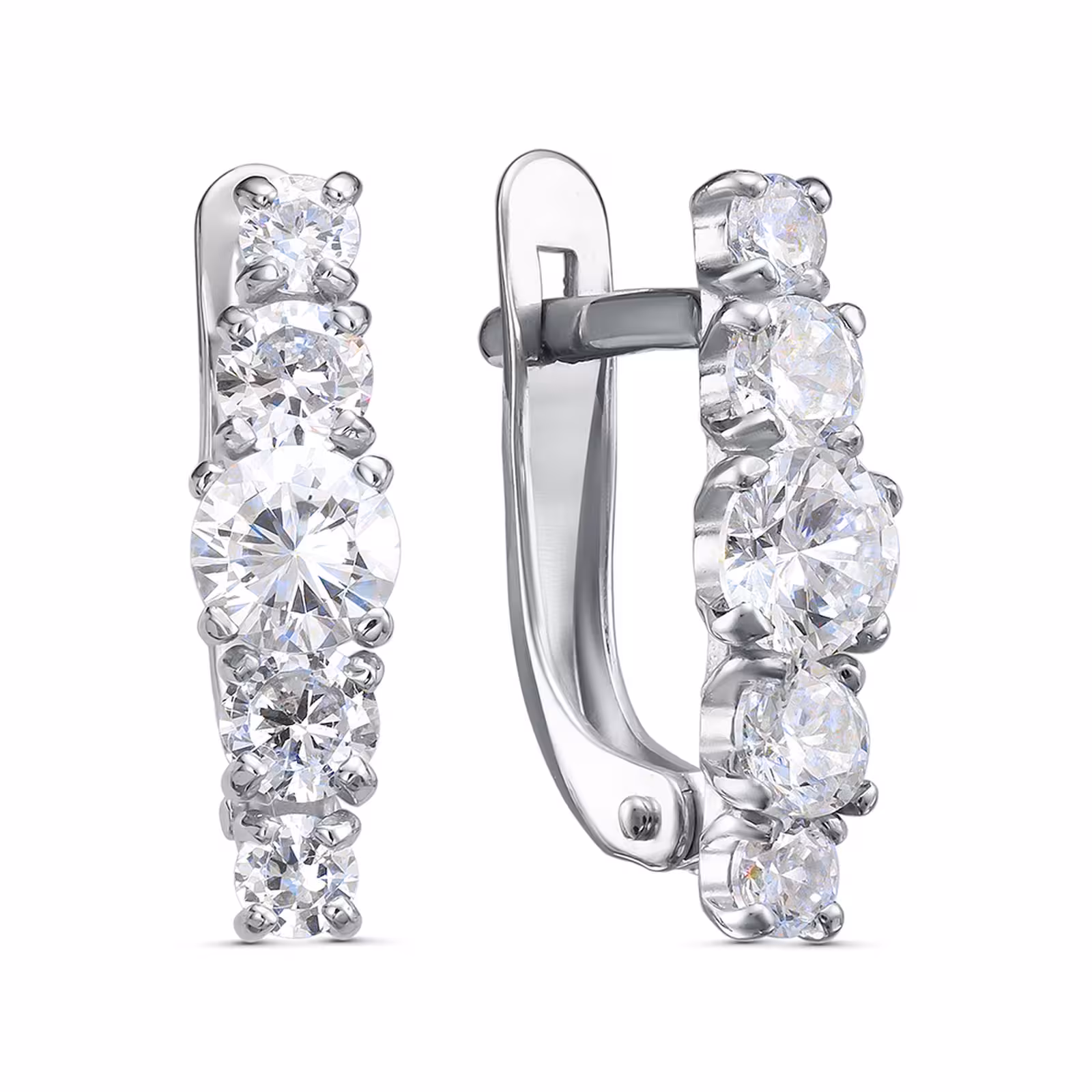Серьги из серебра с фианитами