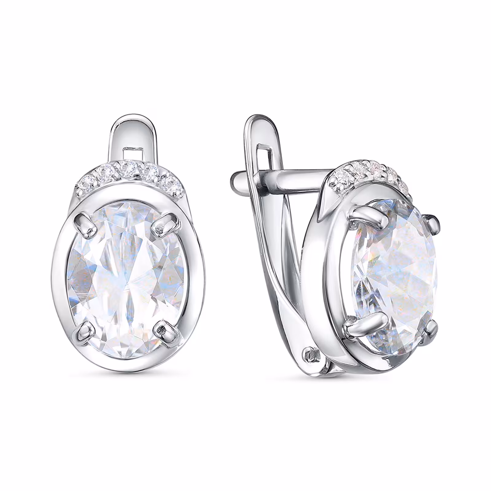 Серьги из серебра с фианитами