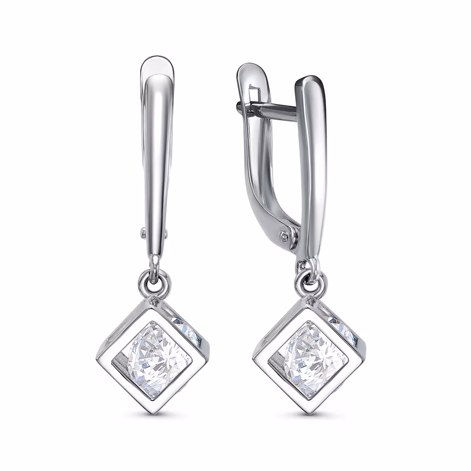 Серьги из серебра с фианитами