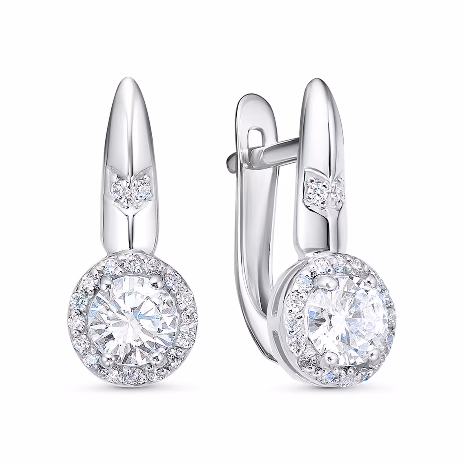 Серьги из серебра с фианитами