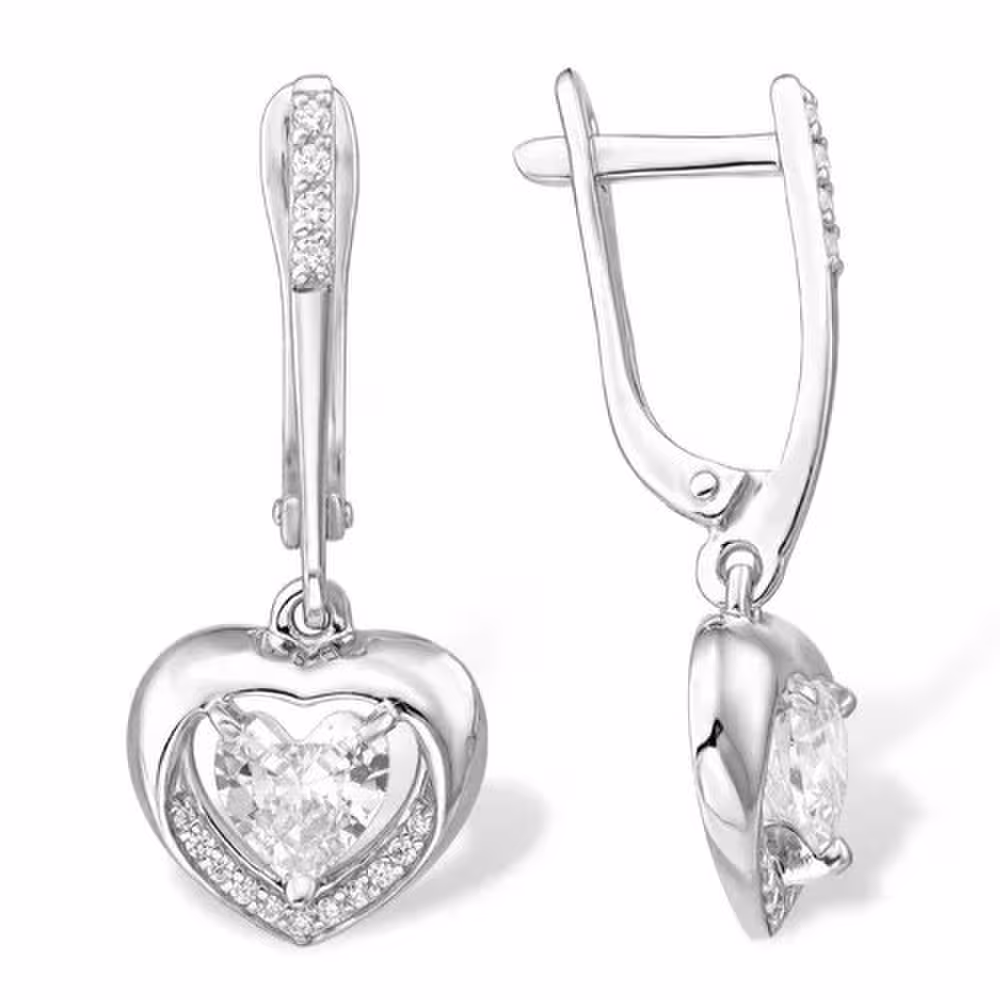 Серьги из серебра с фианитами