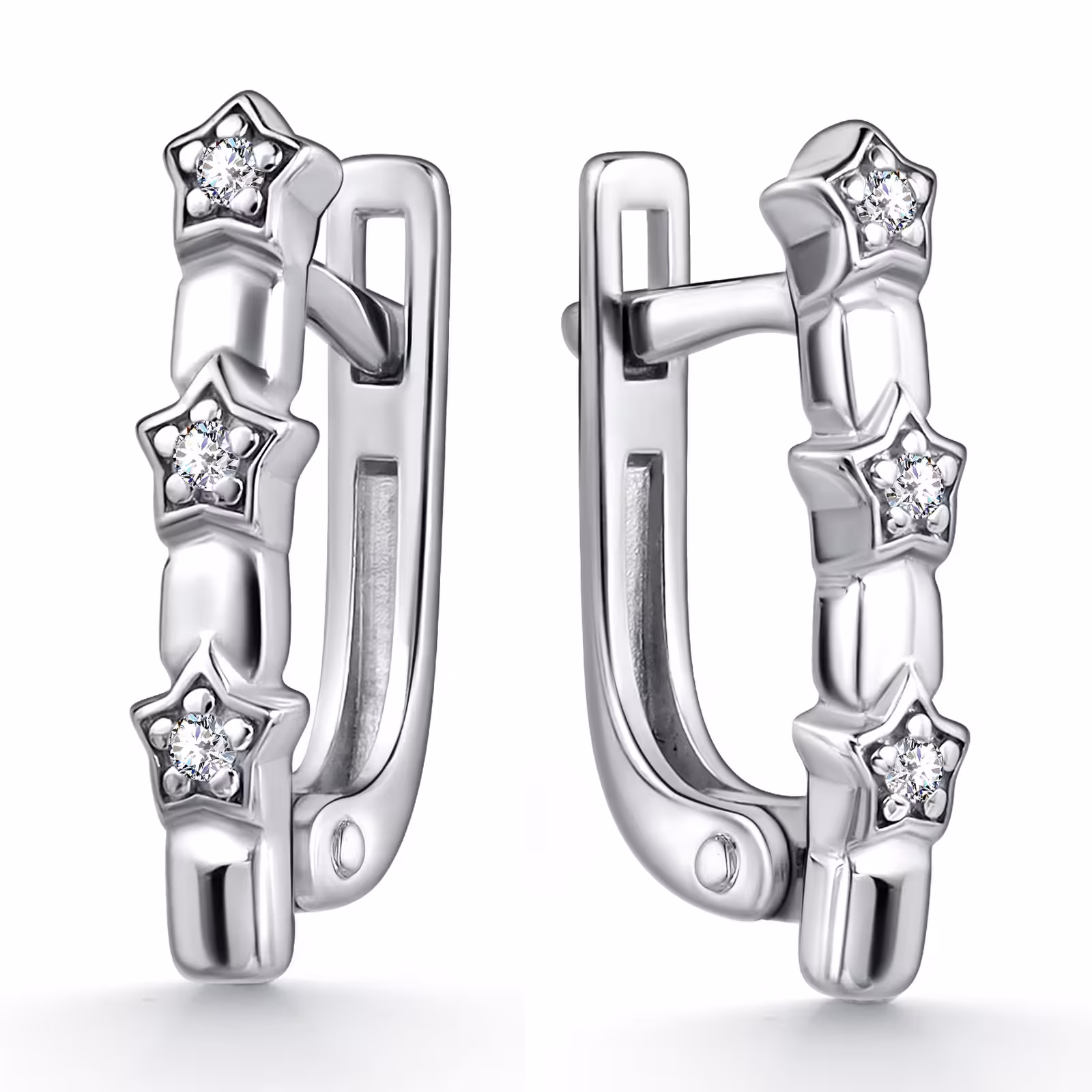 Серьги из серебра с фианитами