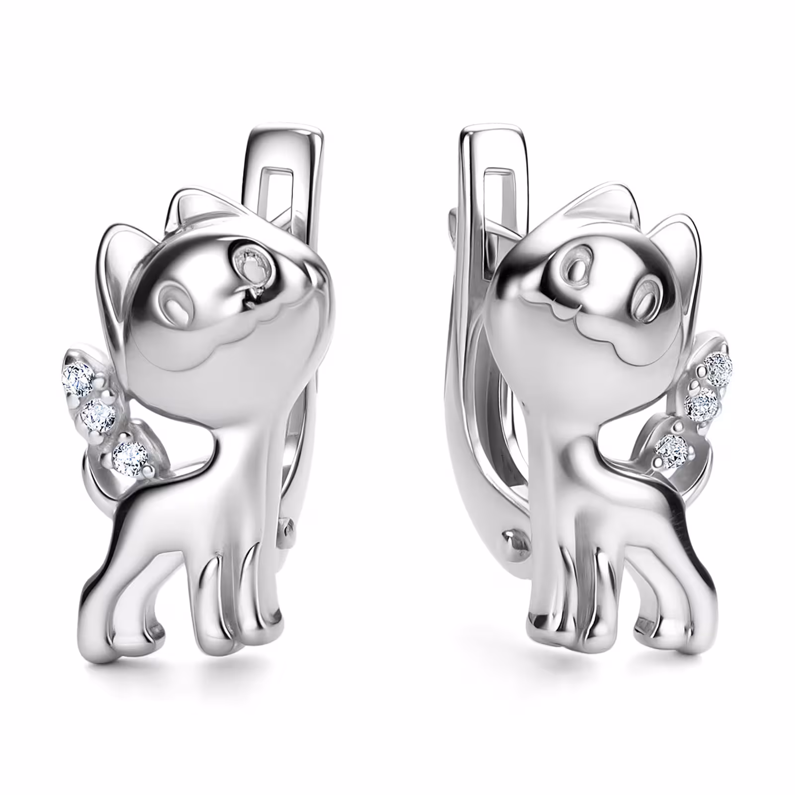 Серьги из серебра с фианитами