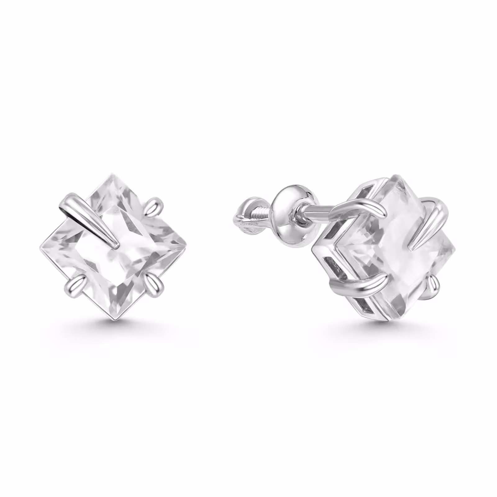 Серьги из серебра с фианитами
