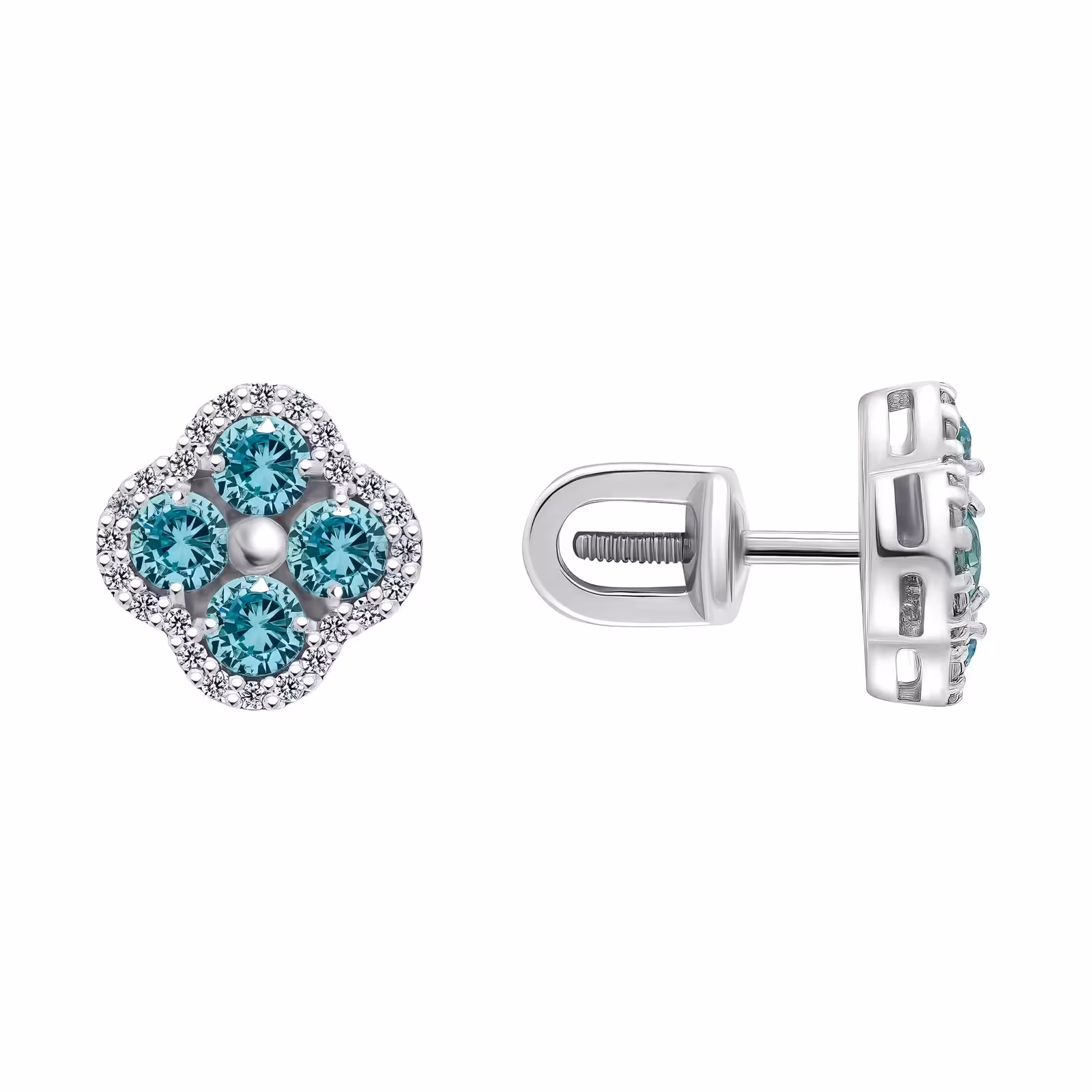 Серьги из серебра с фианитами