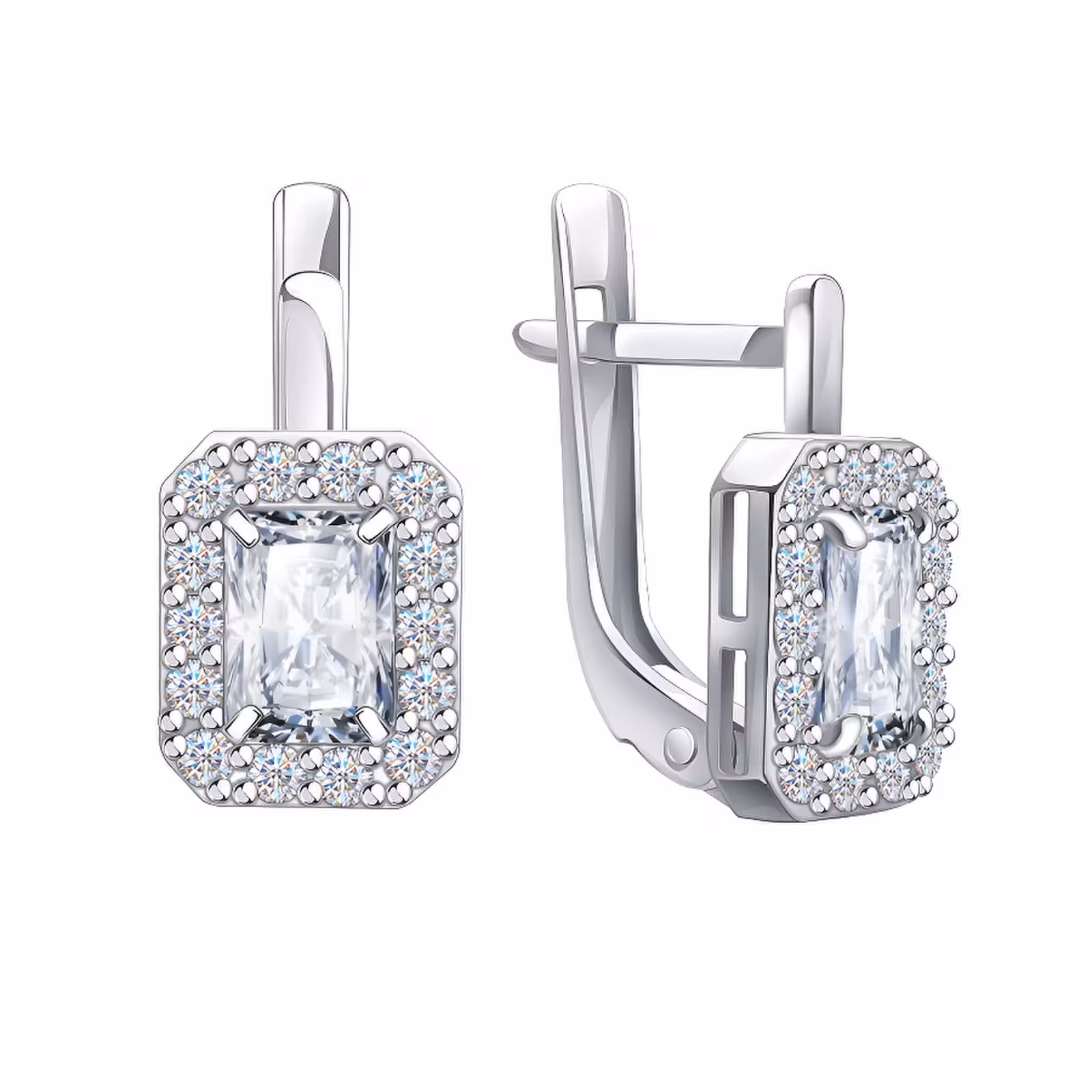 Серьги из серебра с фианитами