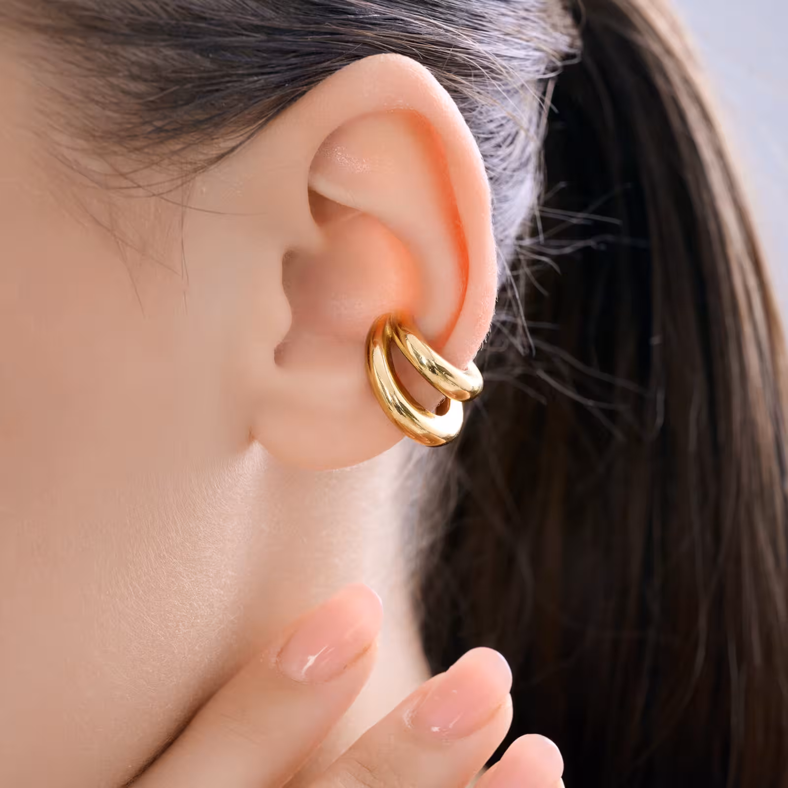 Серьга-кафф из серебра, покрытие Вермель золото 999 пробы — фото 3