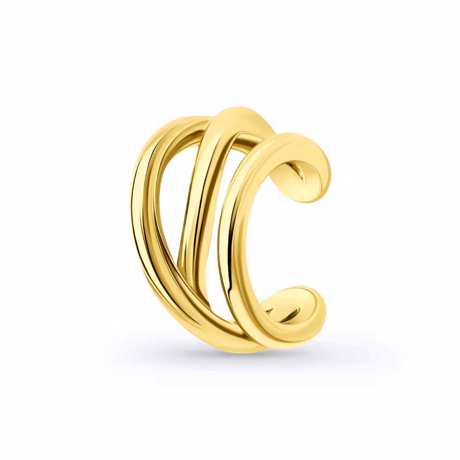 Серьга-кафф из серебра, покрытие Вермель золото 999 пробы — фото 1
