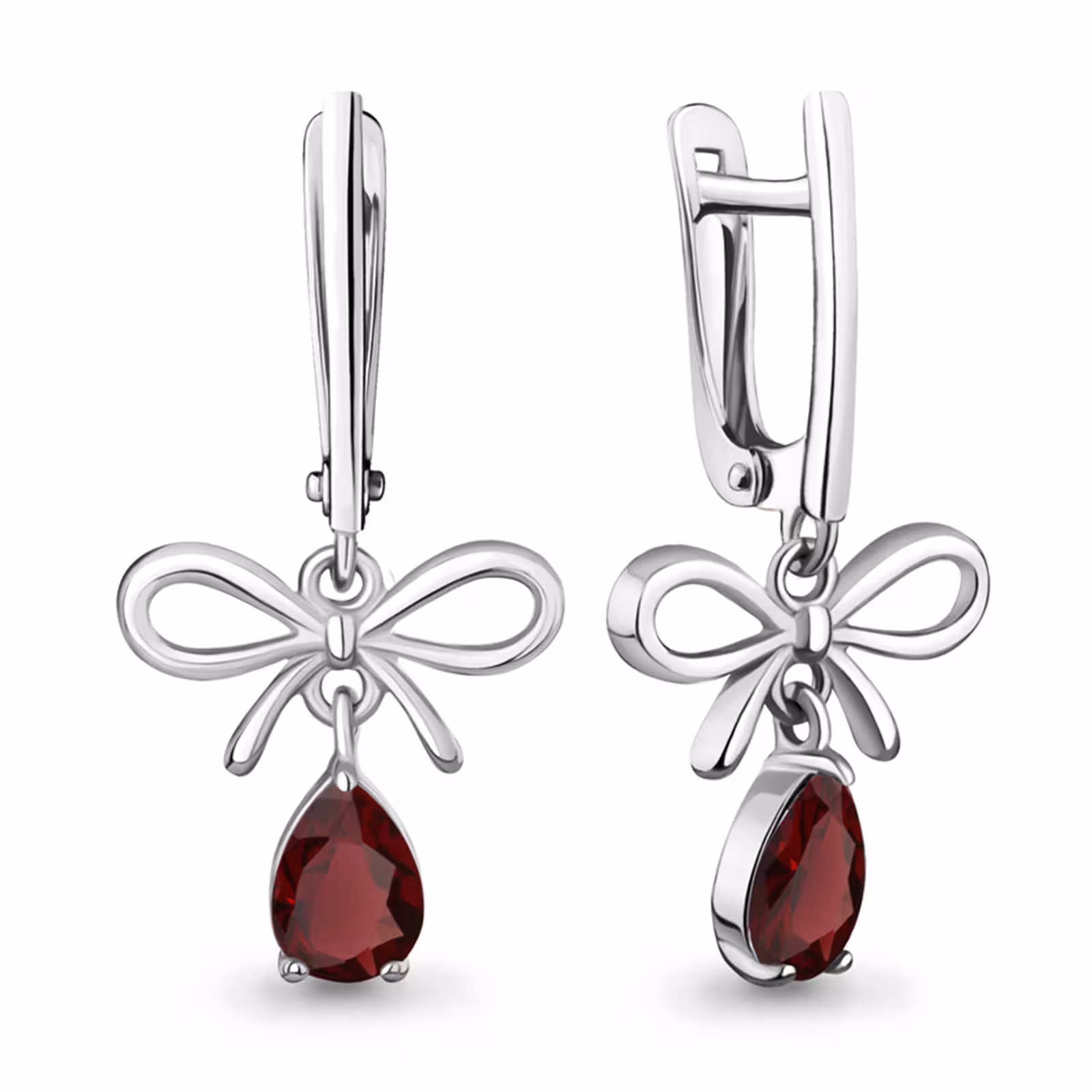 Серьги из серебра с гранатами