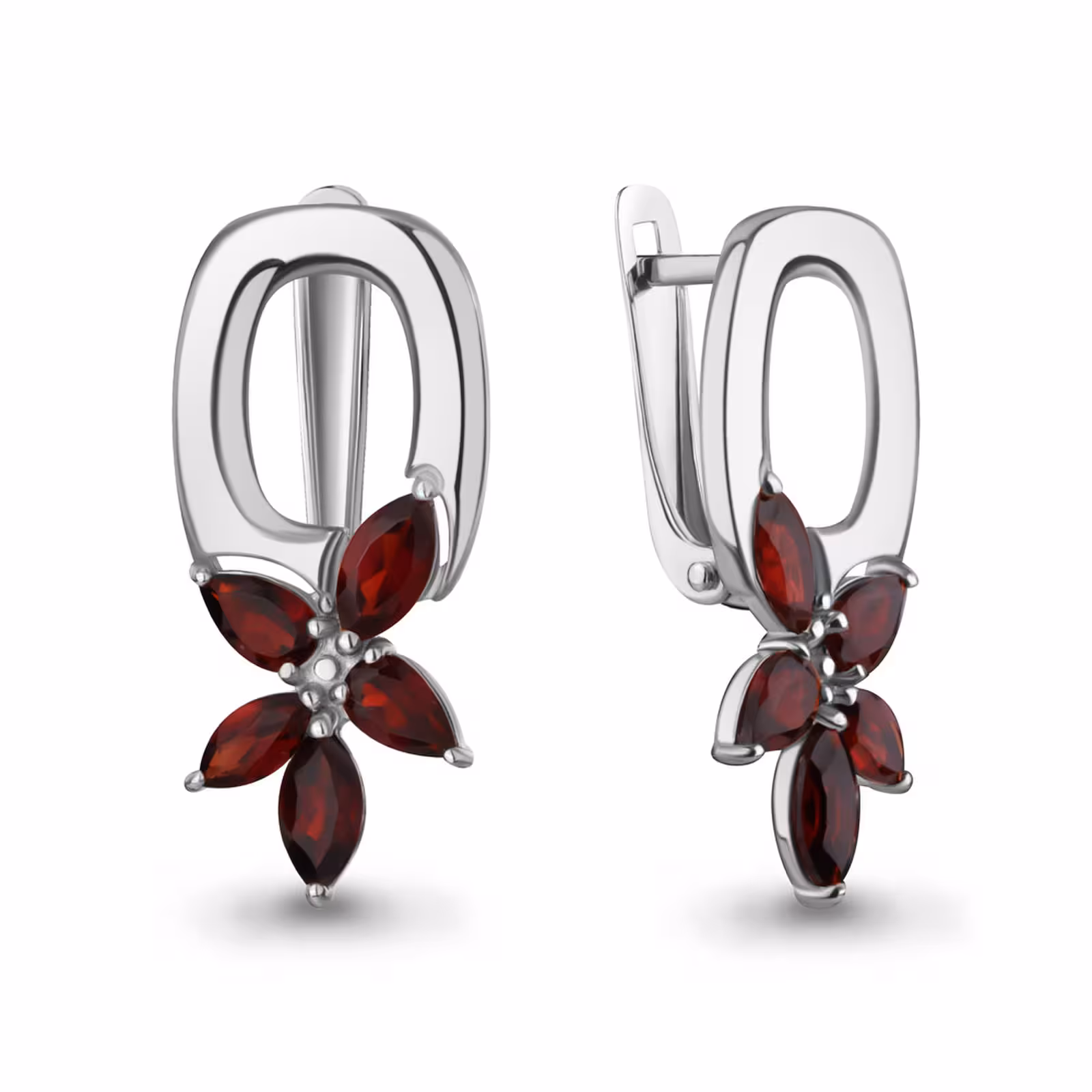 Серьги из серебра с гранатами