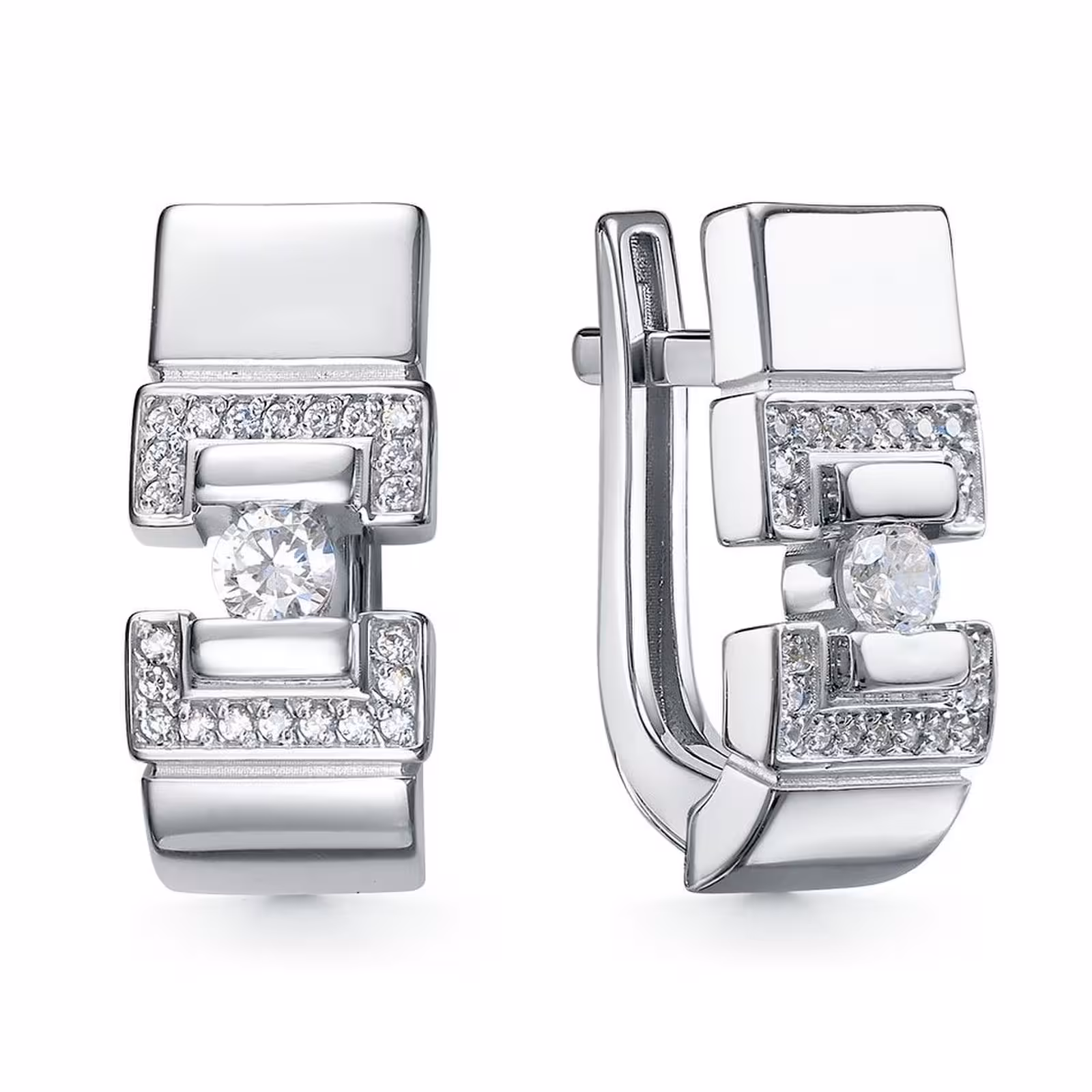 Серьги из серебра с фианитами