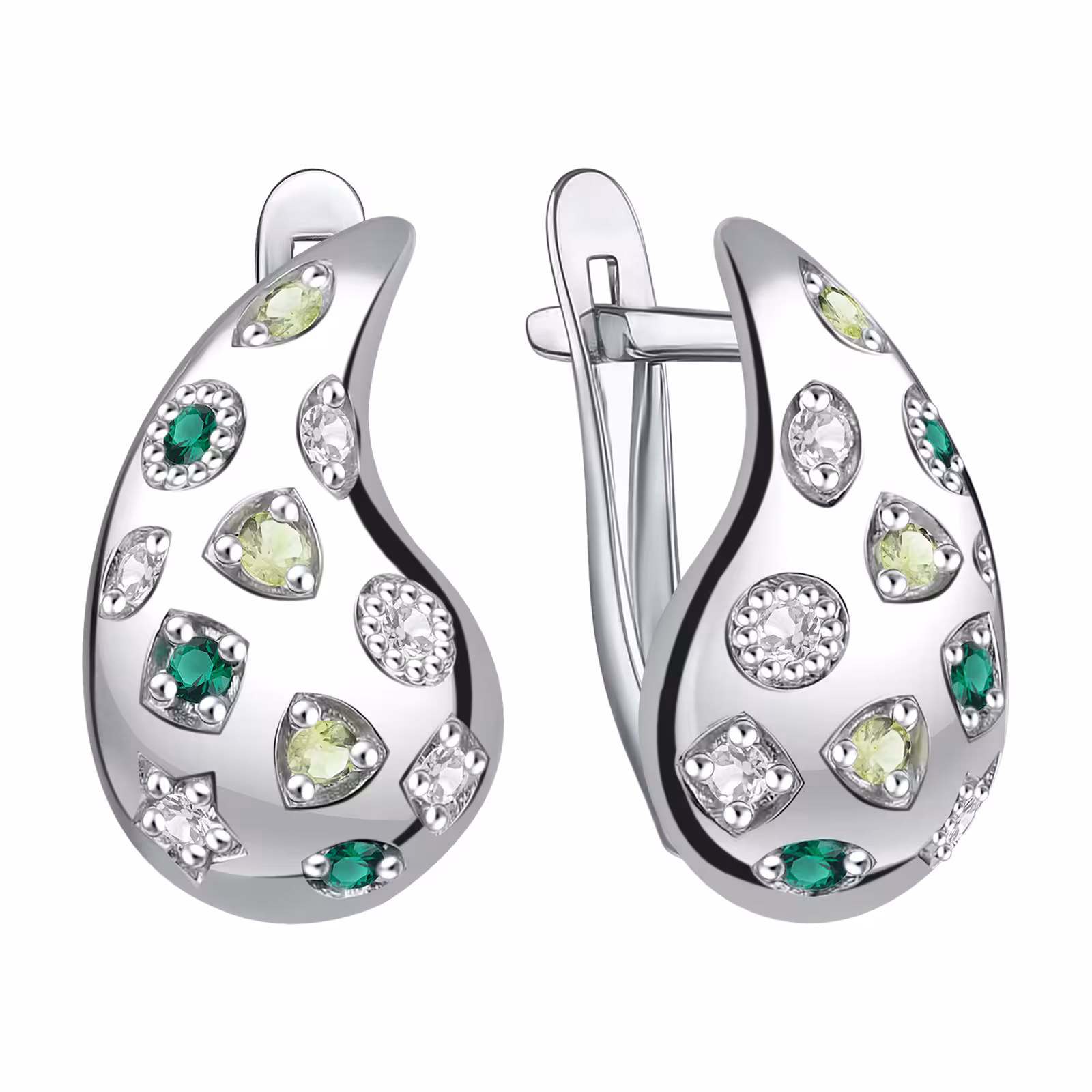 Серьги из серебра с фианитами