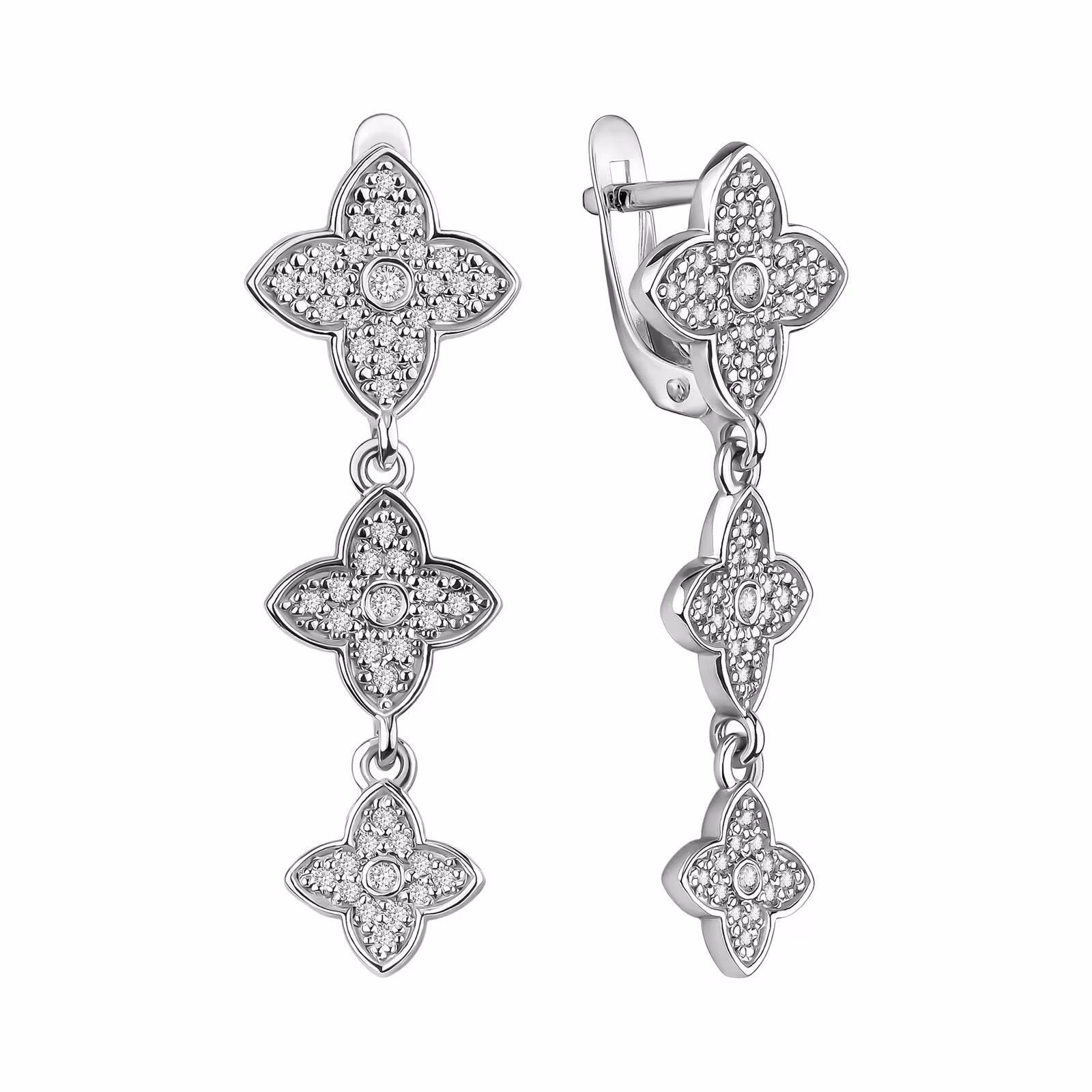 Серьги из серебра с фианитами