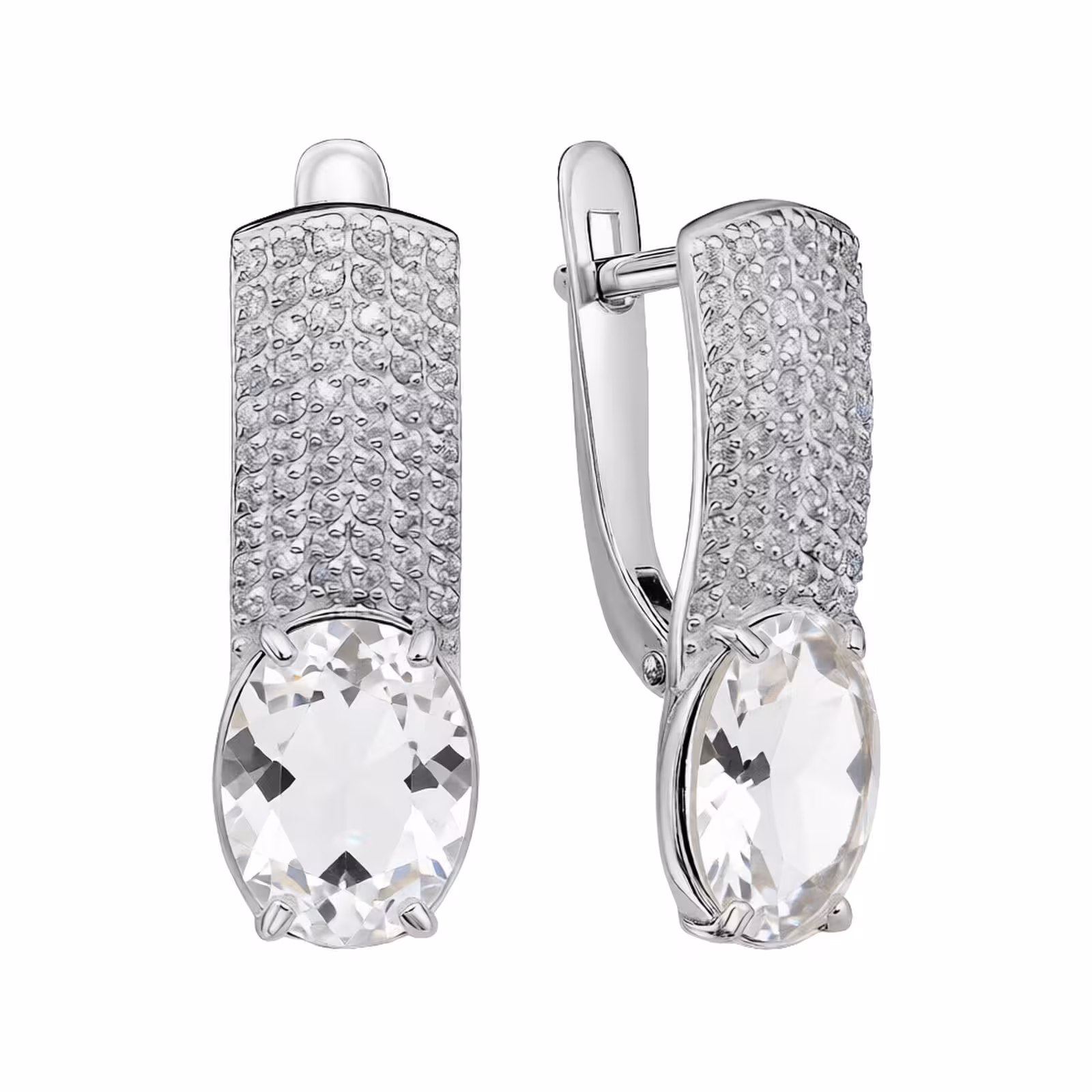 Серьги из серебра с фианитами