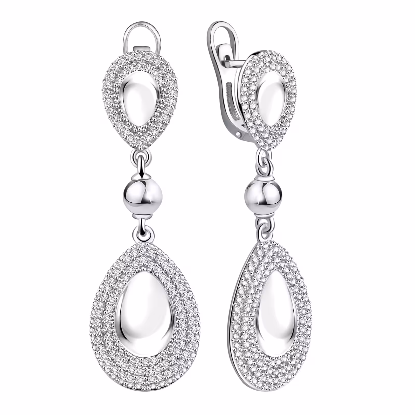 Серьги из серебра с фианитами