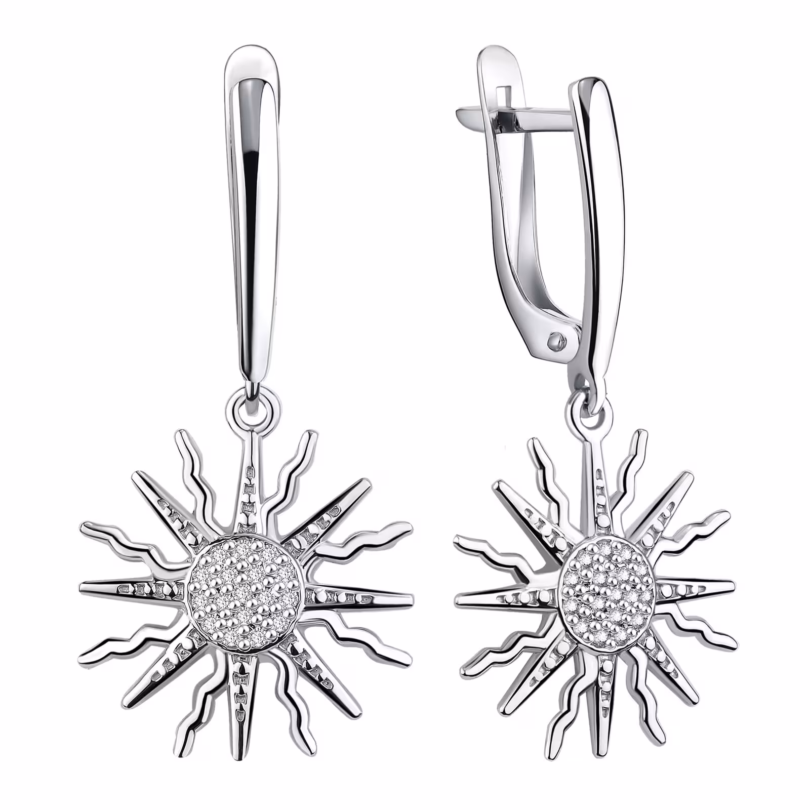 Серьги из серебра с фианитами