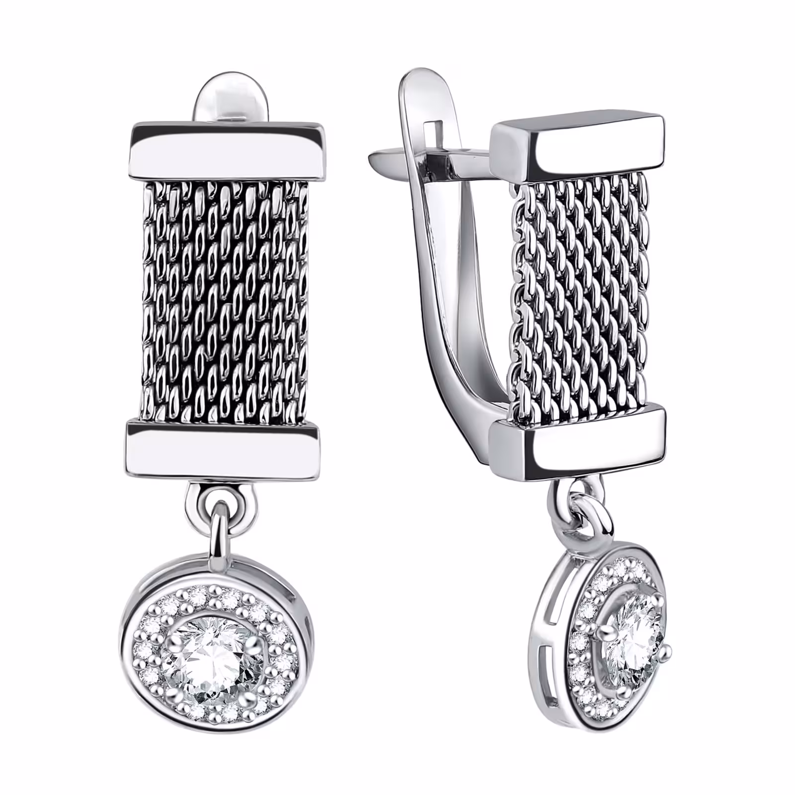Серьги из серебра с фианитами