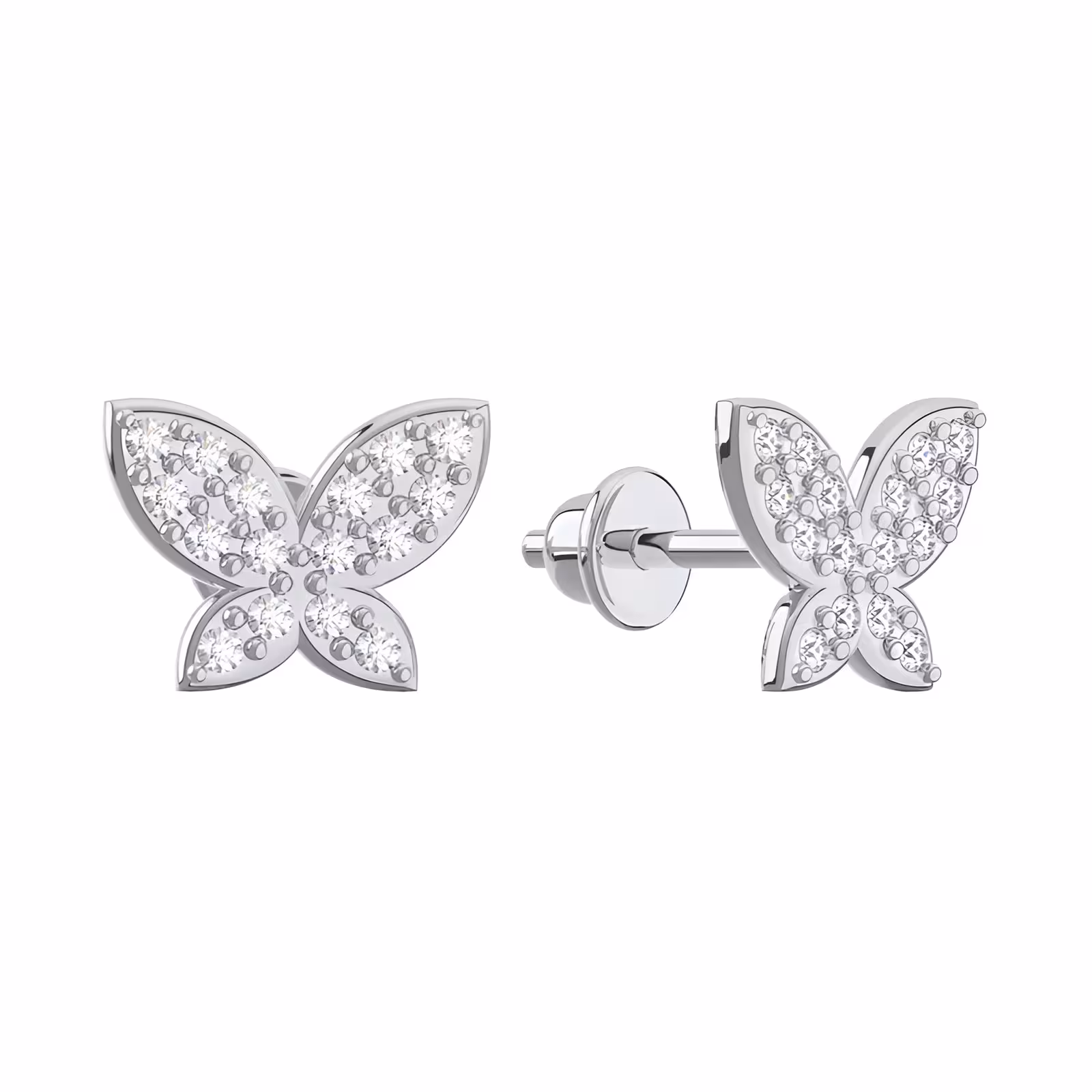 Серьги из серебра с фианитами