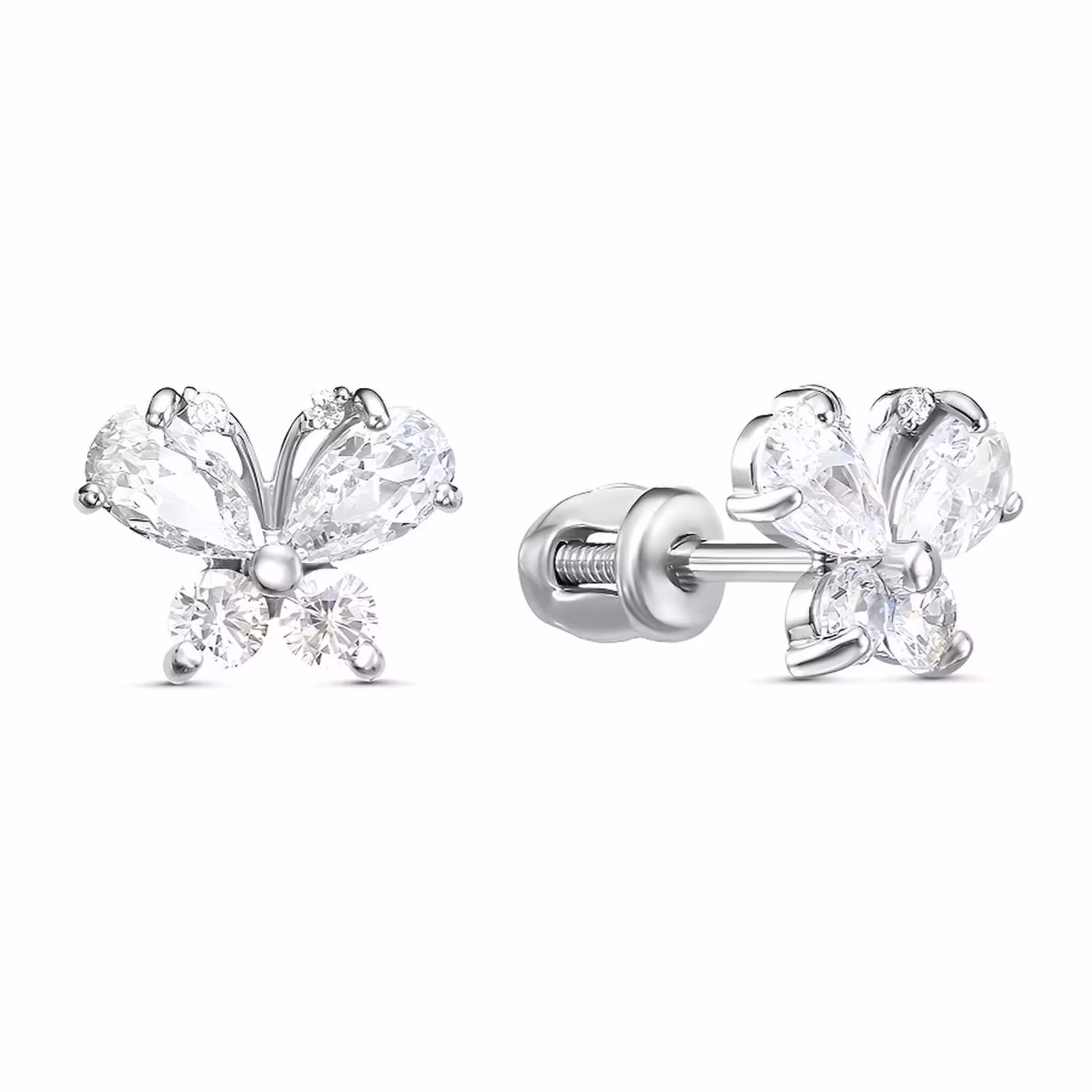 Серьги из серебра с фианитами