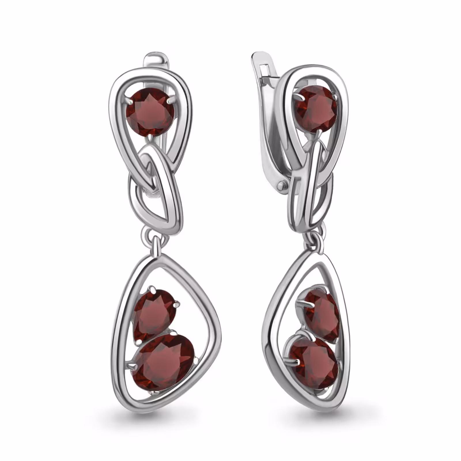 Серьги из серебра с гранатами