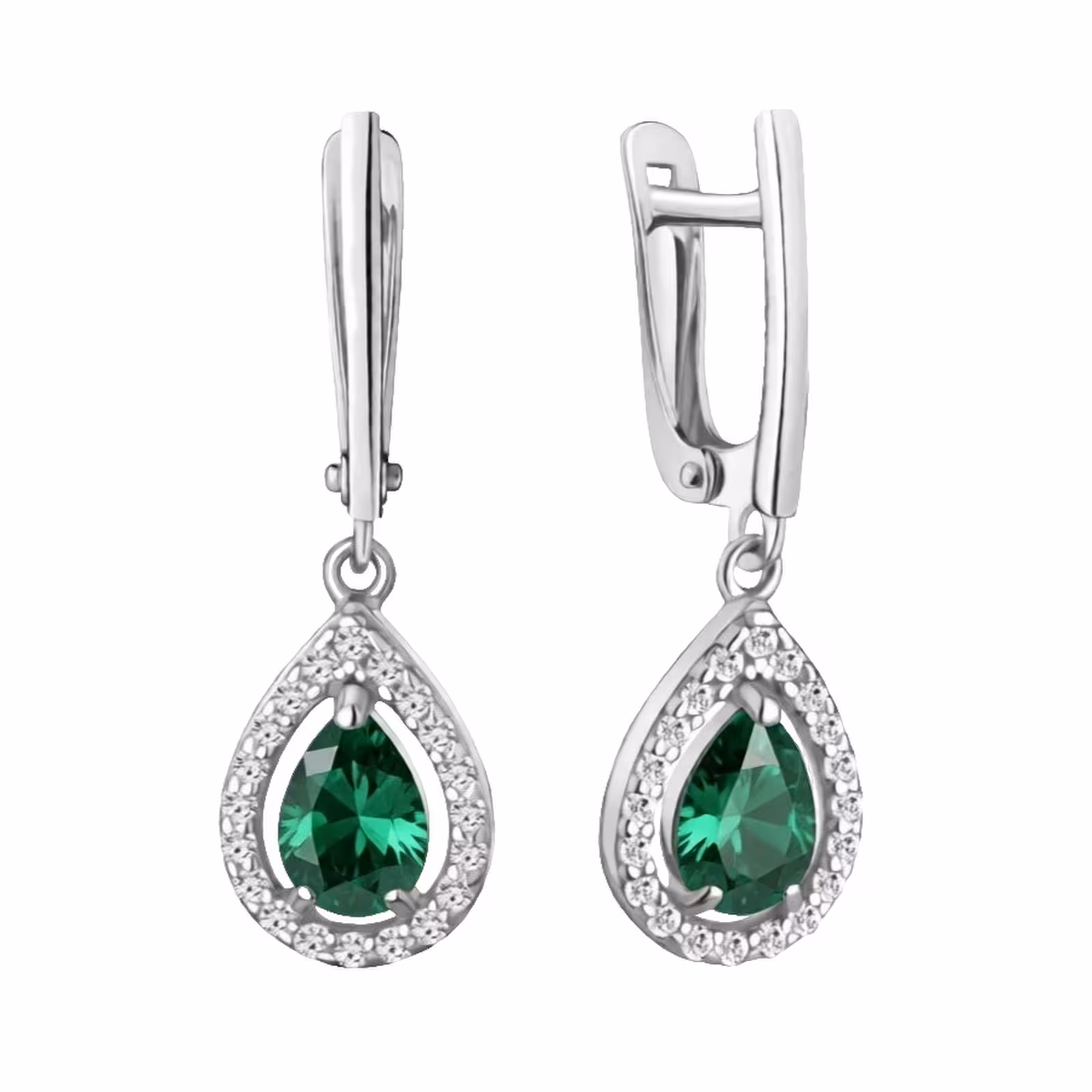 Серьги из серебра с агатами и фианитами