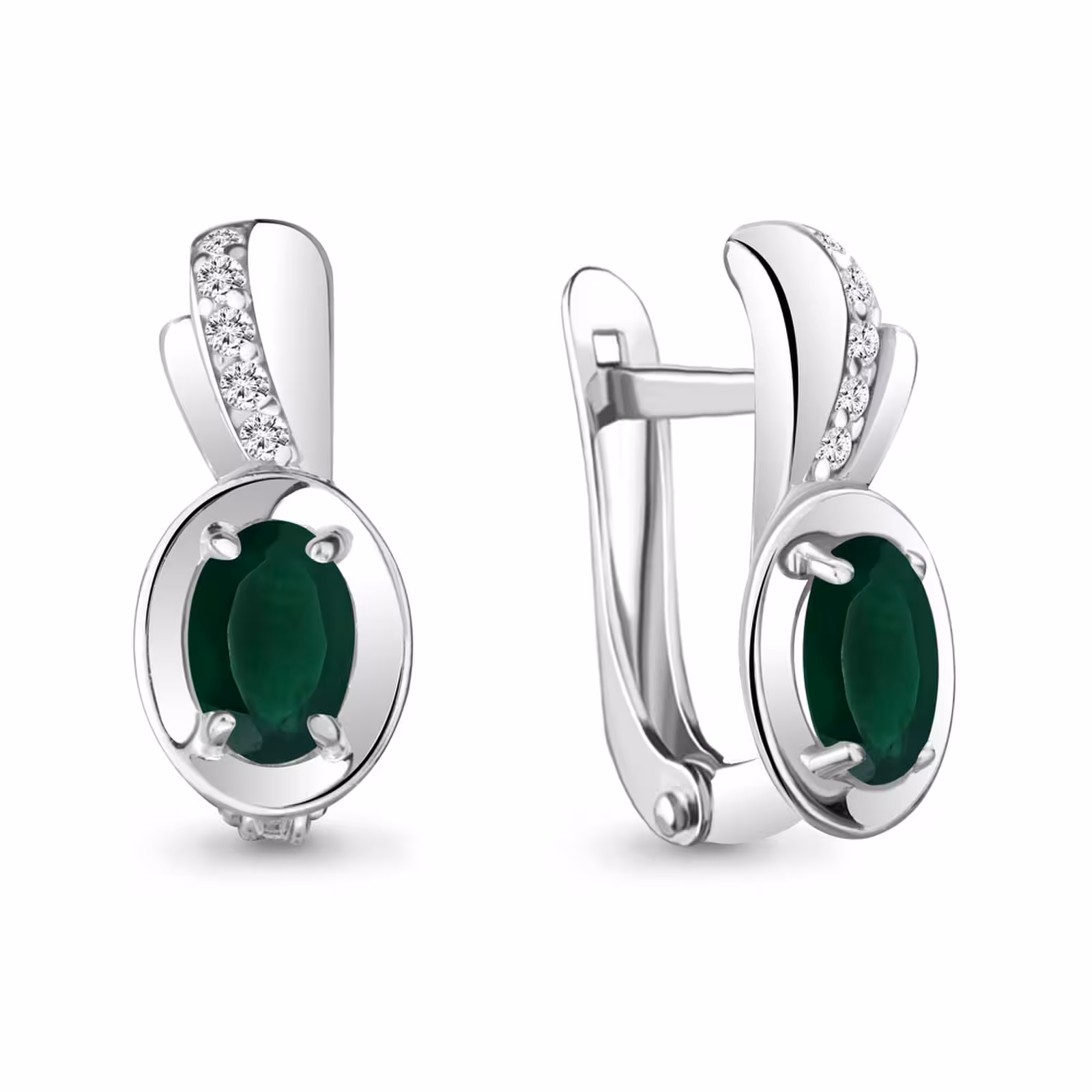 Серьги из серебра с агатами и фианитами