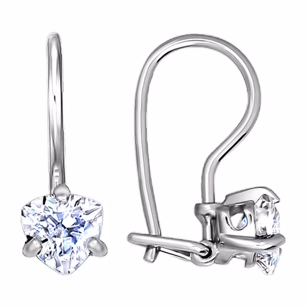 Серьги из серебра с фианитами