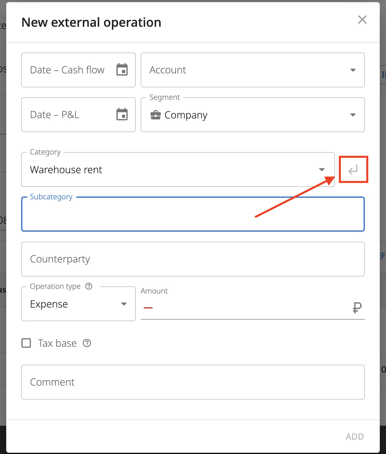 Add subcategory