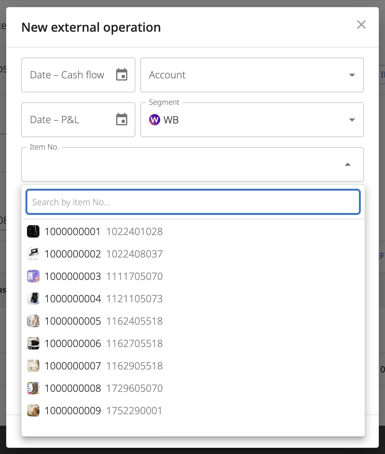 Search by item No.