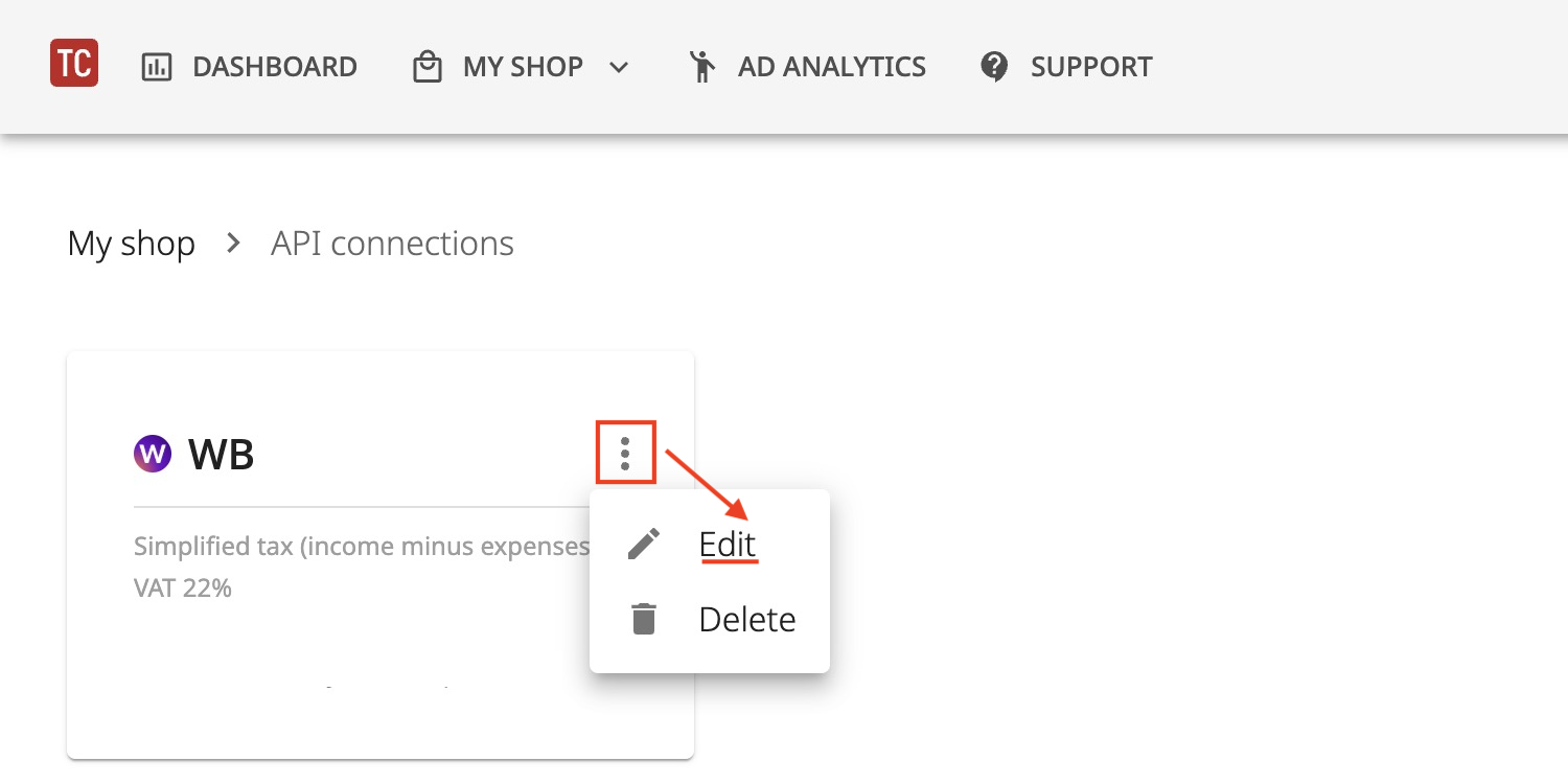 Edit connection