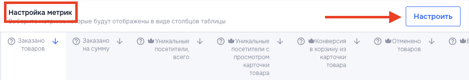 Настройка метрик – Настроить