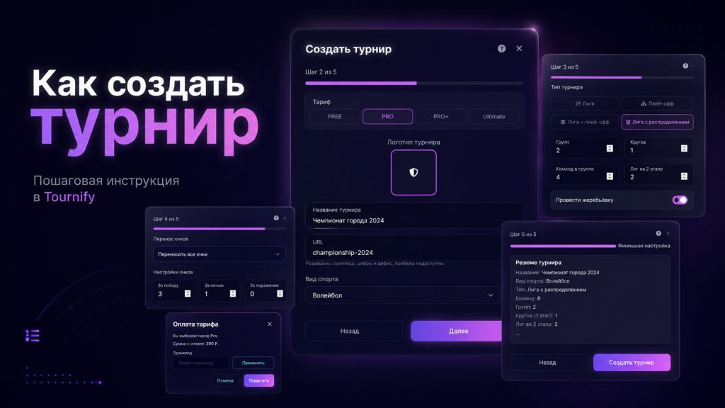Как создать турнир в Tournify: пошаговая инструкция