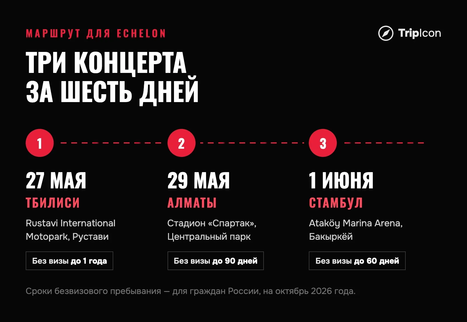 Маршрут по концертам Thirty Seconds to Mars: Тбилиси 27 мая, Алматы 29 мая, Стамбул 1 июня 2027 года и безвизовые сроки для россиян