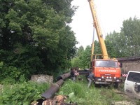 Демонтаж трубы котельной высотой 24 метра.