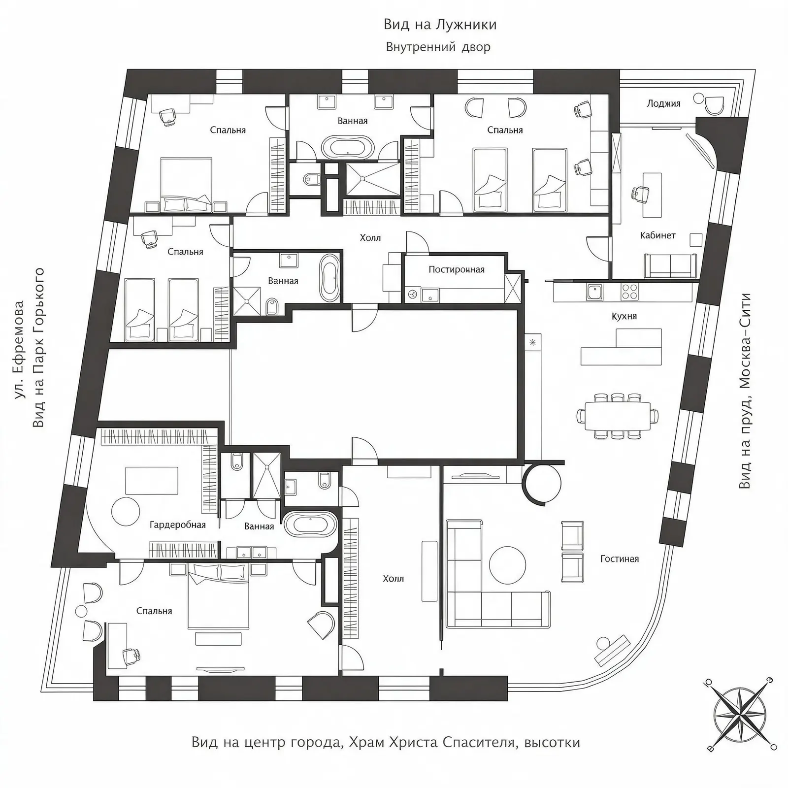5-комнатная квартира 321,7 м² в ЖК «Садовые кварталы»
