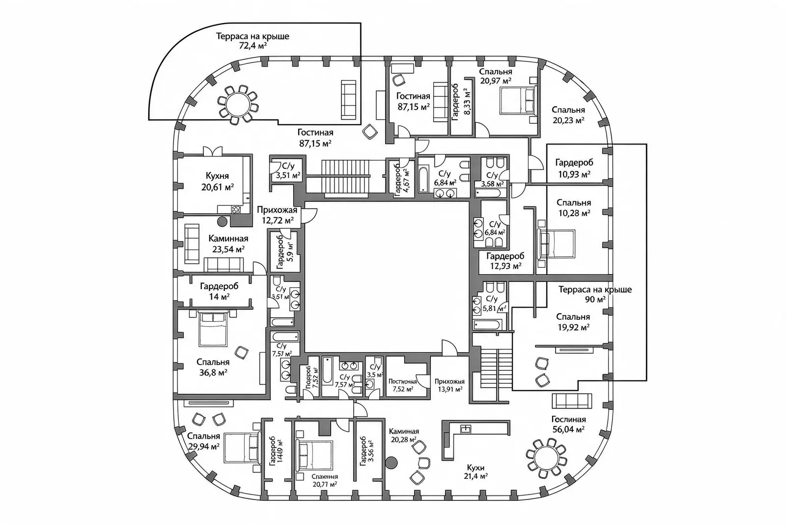 6-комнатная квартира 847,2 м² в ЖК «SkyView»