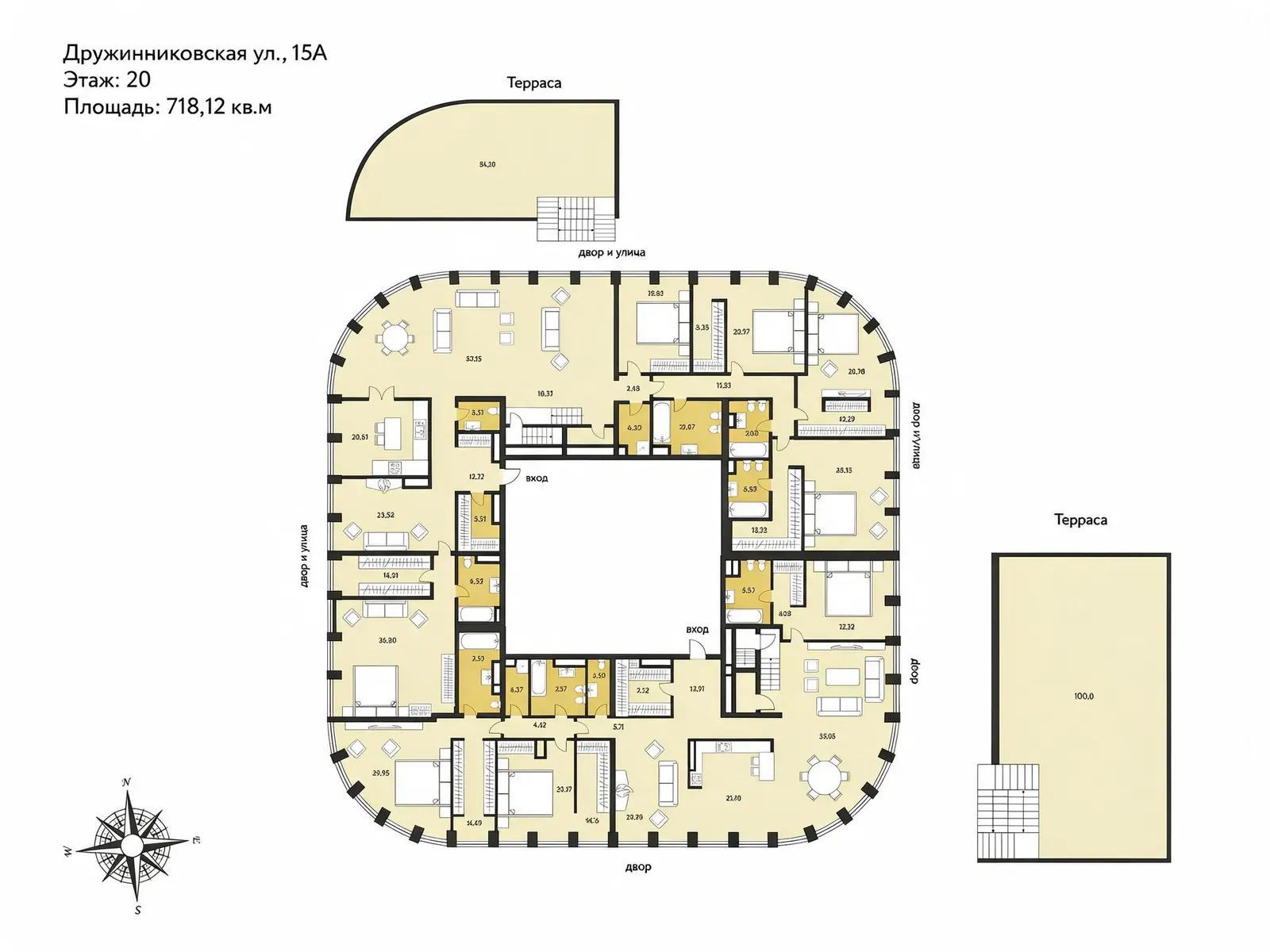 6-комнатная квартира 718,12 м² в ЖК «SkyView»