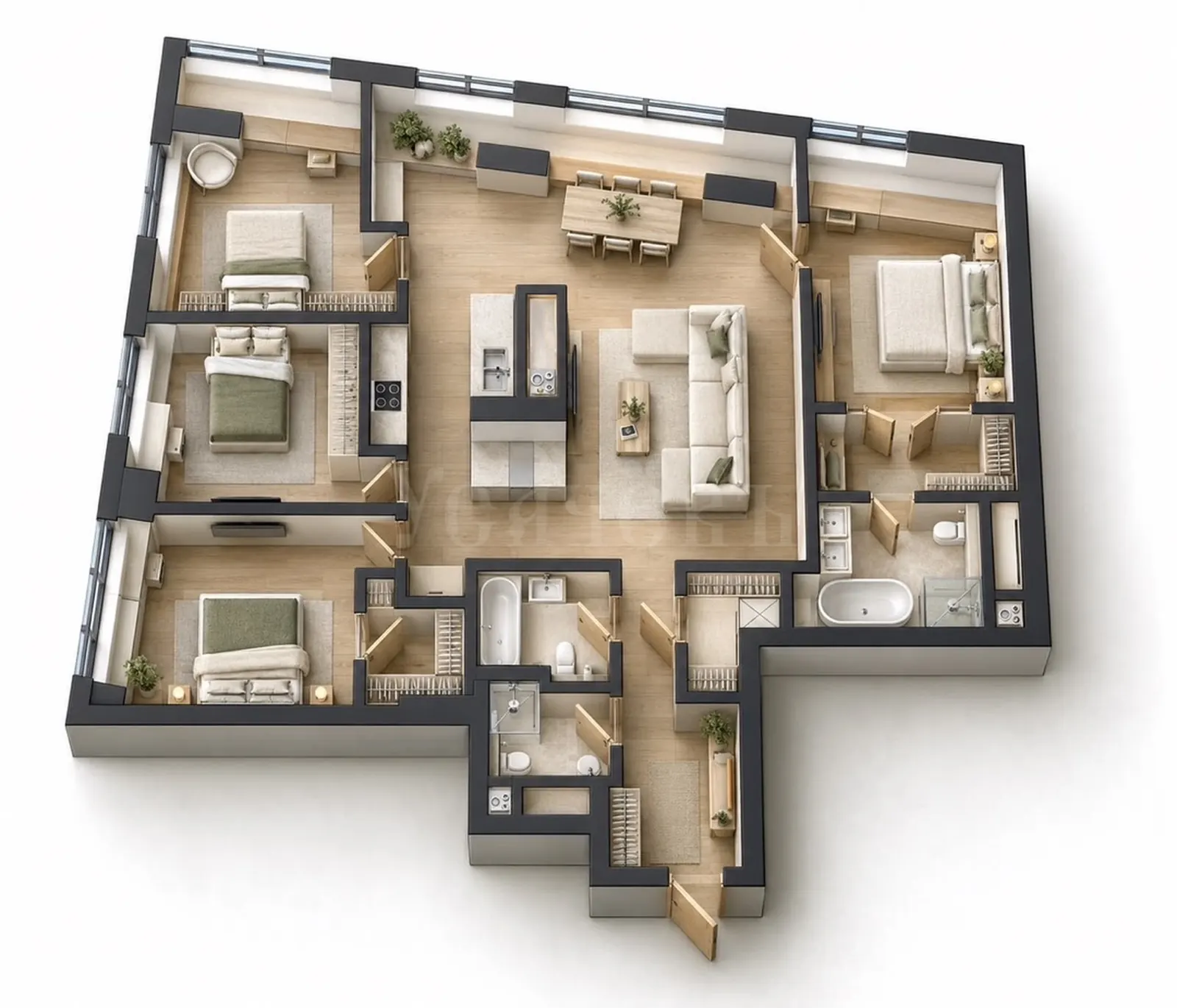 4-комнатная квартира 150,5 м² в ЖК «Sky House»
