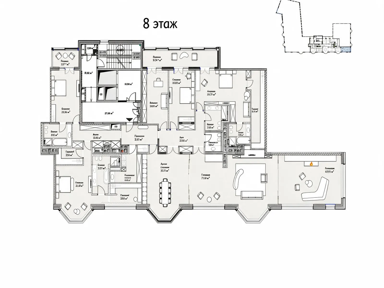 Квартира 452,6 м² в ЖК «Симфония набережных»