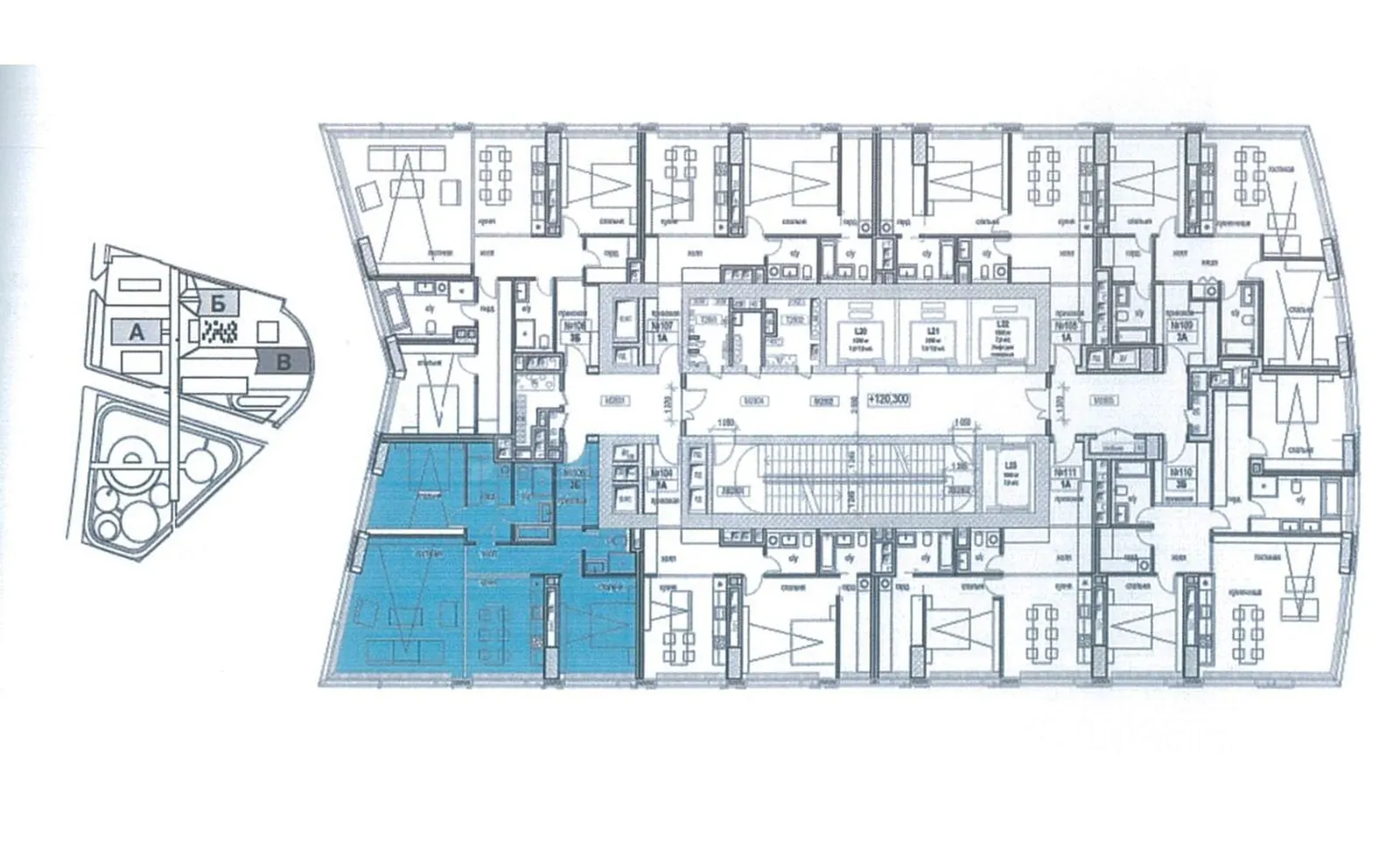 3-комнатная квартира 103,9 м² в ЖК «Capital Towers»