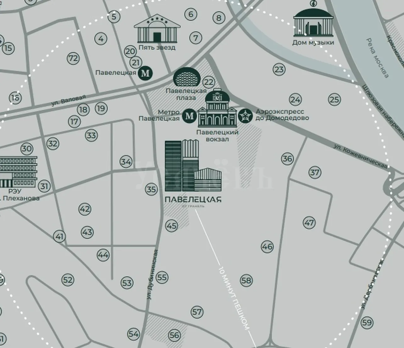3-комнатная квартира 64,33 м² в ЖК «Павелецкая от Гранель»