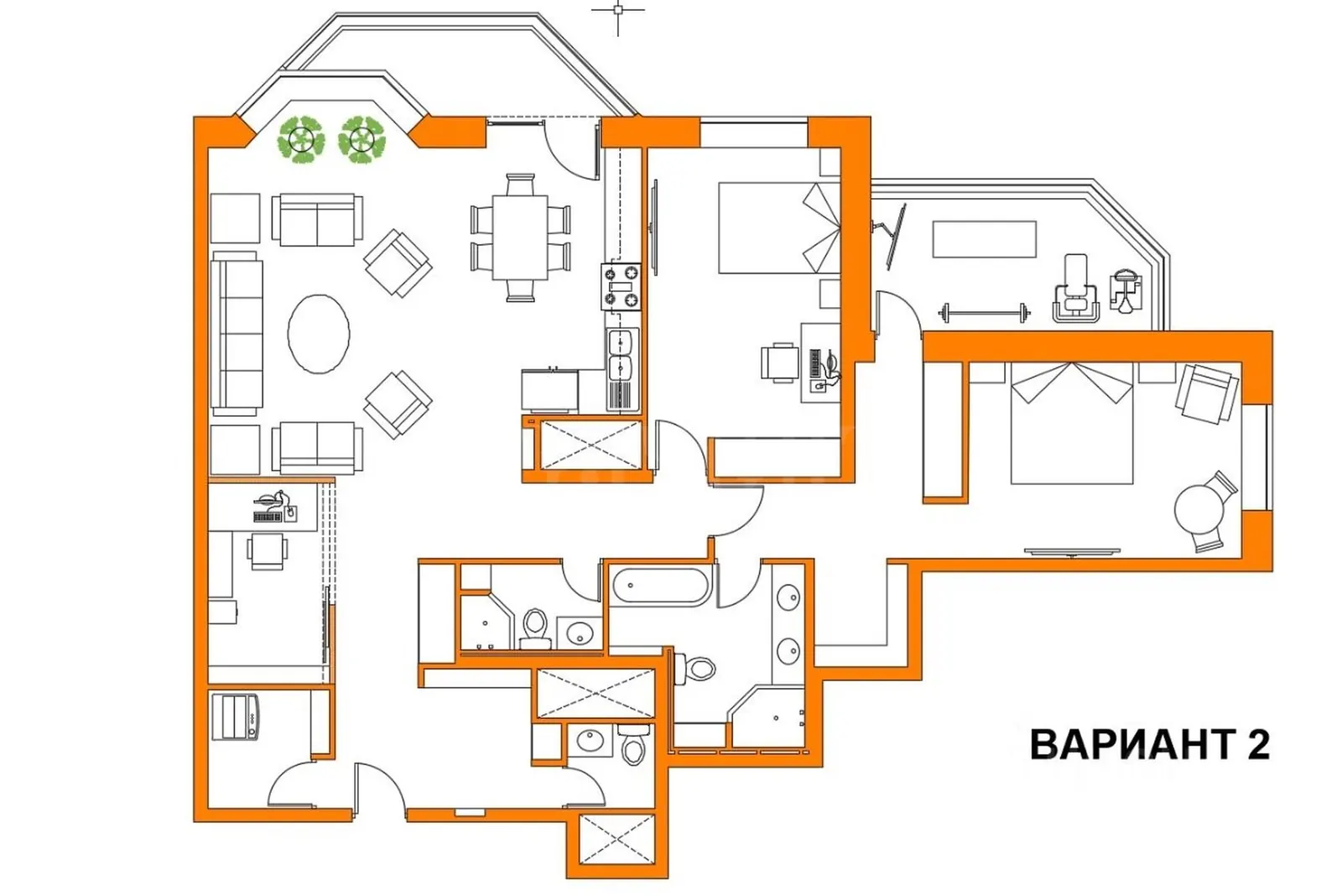 3-комнатная квартира 125,4 м²