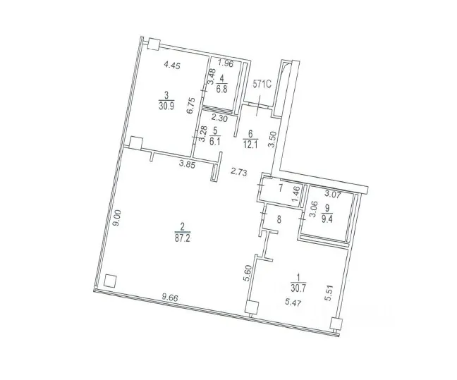 3-комнатная квартира 200 м² в ЖК «Город Столиц»