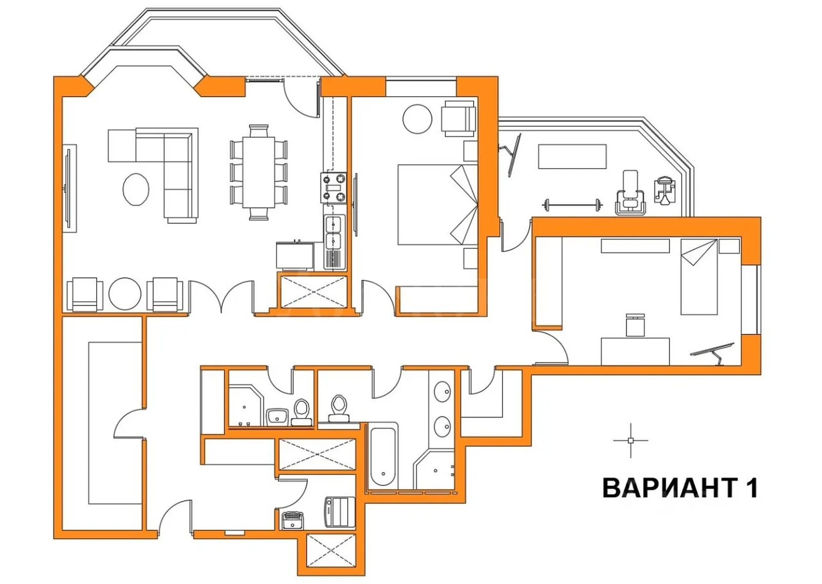 3-комнатная квартира 125,4 м²